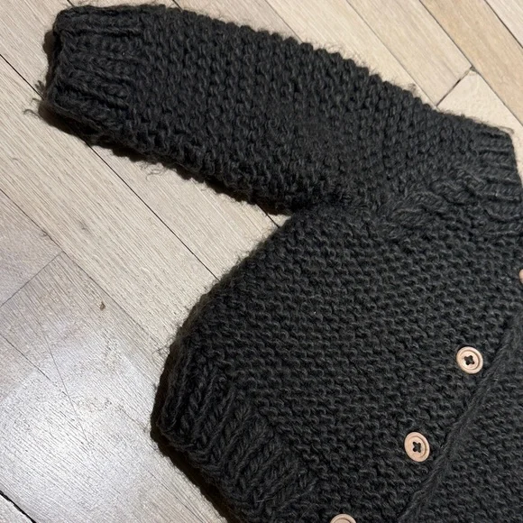 Huggalugs Loden Garter Stitch Cardigan Sweater size 18-24 M - Picture 5 of 7